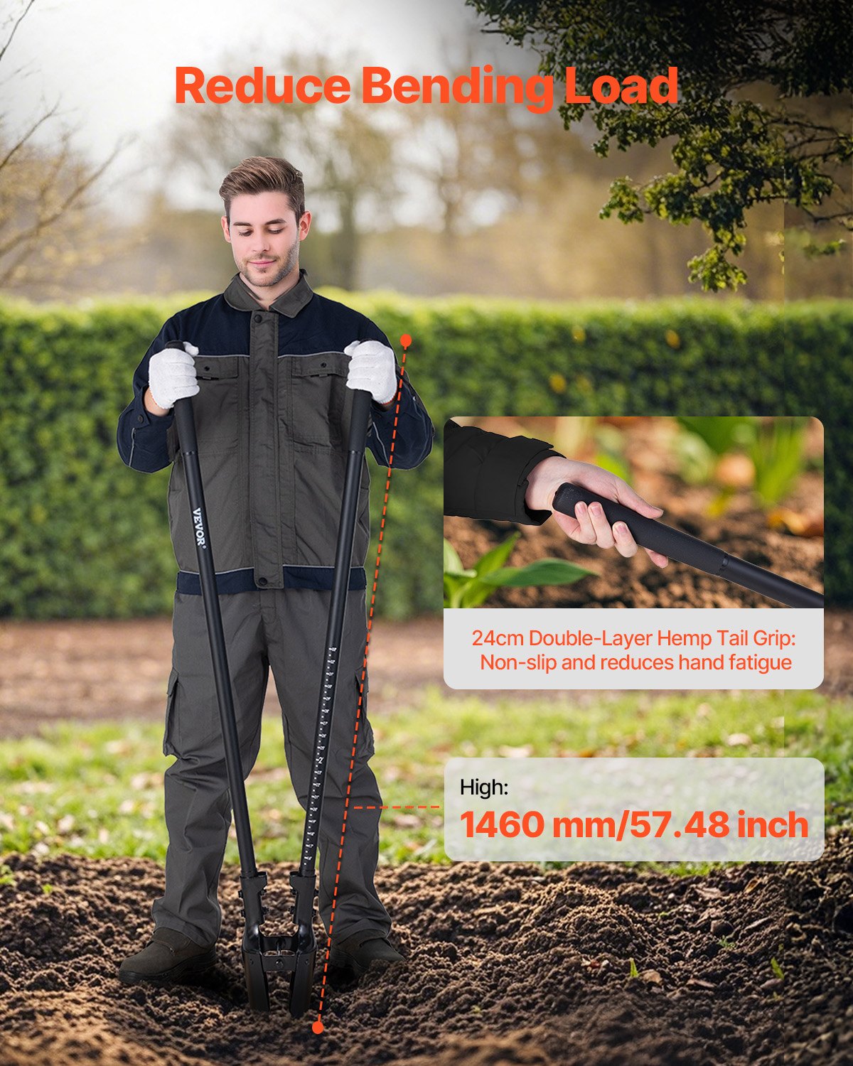 Post Hole Digger, Heavy Duty Post Hole Digger with Fiberglass Handle, Manual Hole Digger with Scale Markings V952-JCKJCKBX0000YTEGTV0