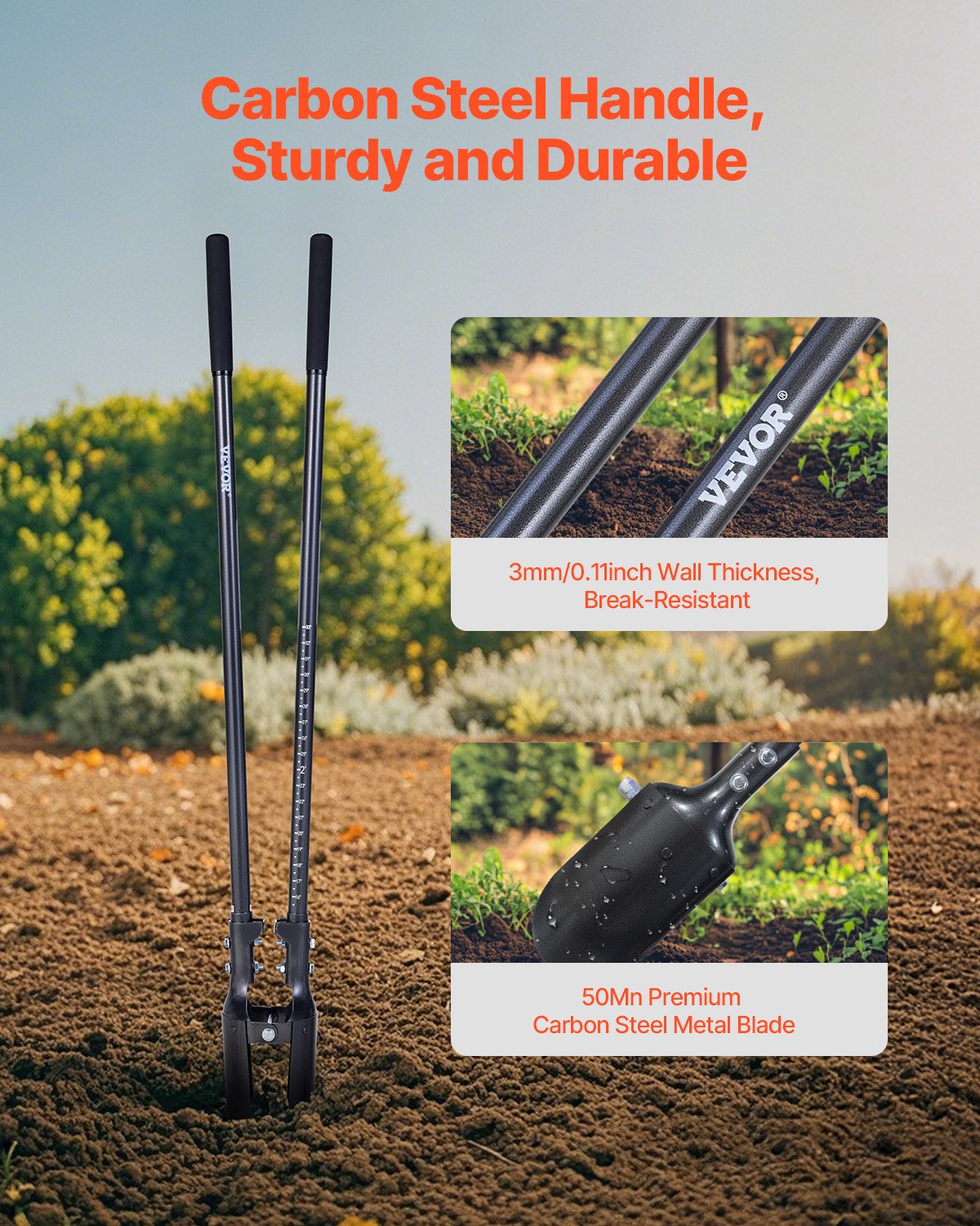 Post Hole Digger, Heavy Duty Post Hole Digger with Carbon Steel Handle, Manual Hole Digger with Scale V952-JCKJCKJS0000DKV7ZV0