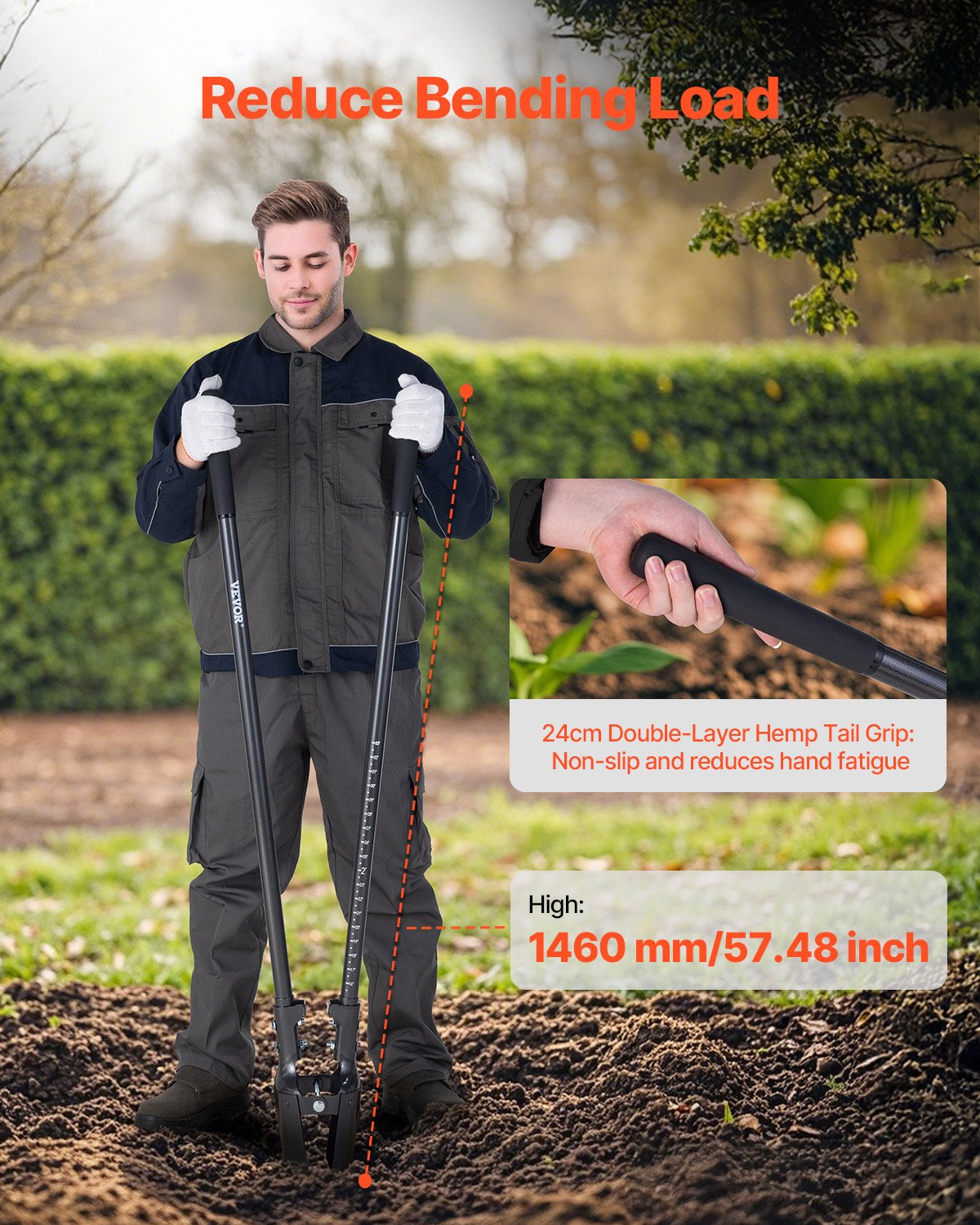 Post Hole Digger, Heavy Duty Post Hole Digger with Carbon Steel Handle, Manual Hole Digger with Scale V952-JCKJCKJS0000DKV7ZV0