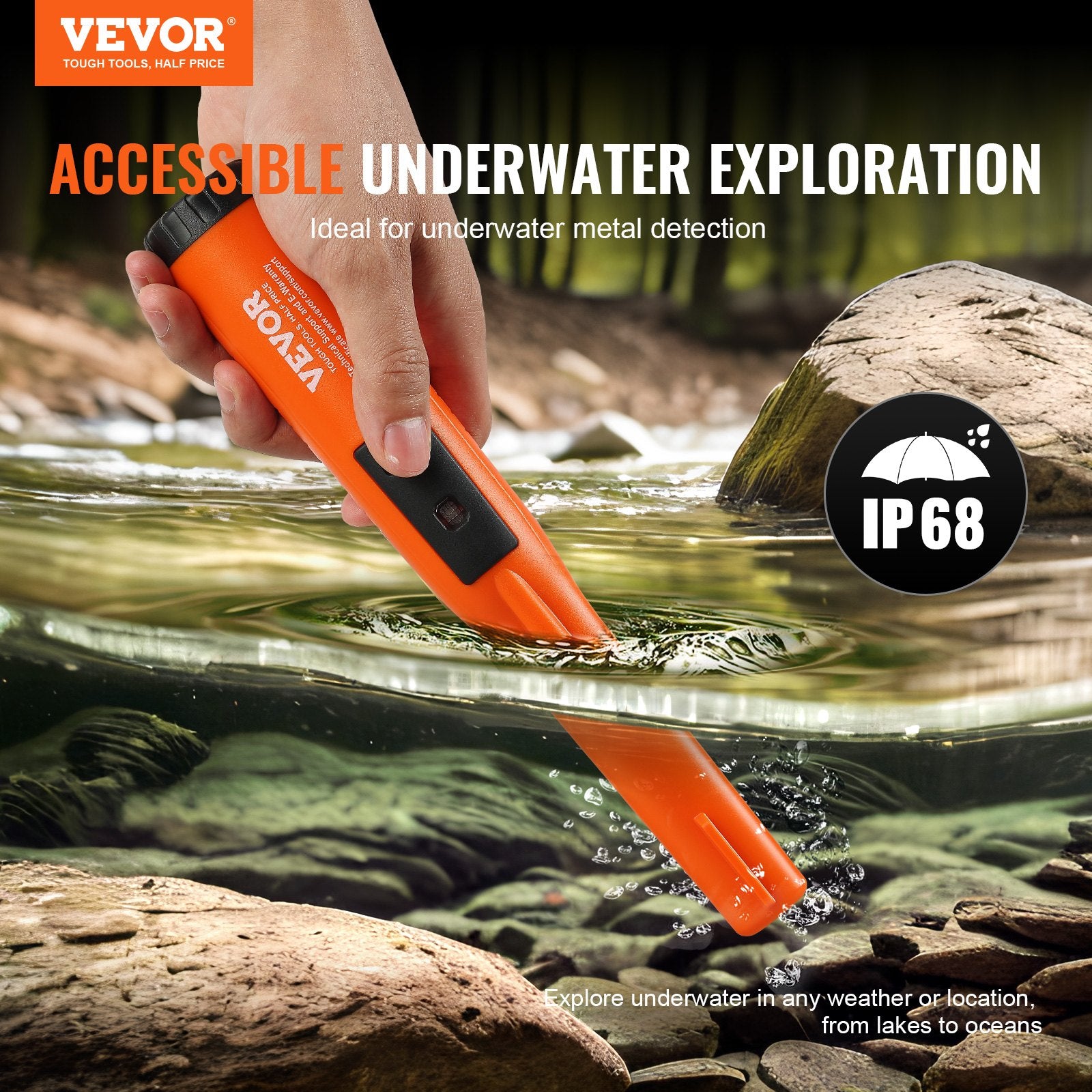 Metal Detector Pinpointer, IP68 Fully Waterproof Handheld Pin Pointer Wand, 11.4 cm Detection Depth, 3 Modes, V952-JCKJSTCBFIP6GWNSHV9