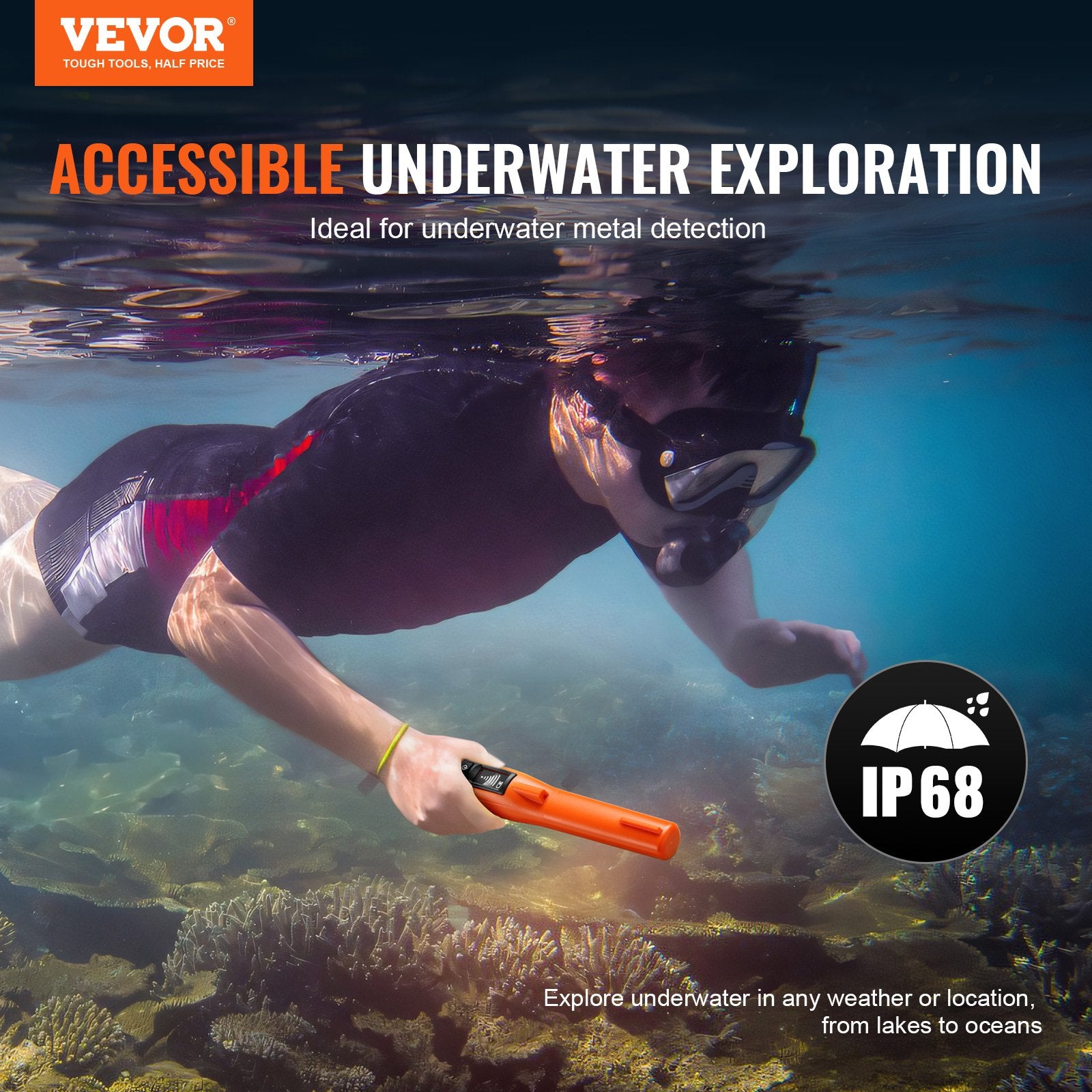 Metal Detector Pinpointer IP68 Waterproof Handheld Detector Wand with LCD V952-JCKJSTCBSIP62MUFKV9
