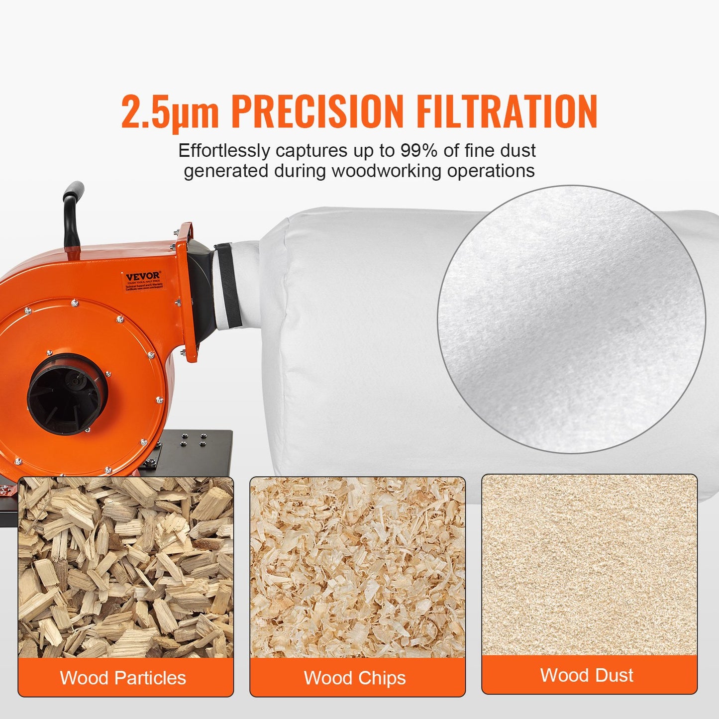 Dust Collector, 1HP 460 CFM Air Flow, Rolling Dust Collector with 80L Large Dust Collection Bag, 2.5 Micron V952-JCQ1HPLSDTBD6SWIQV3
