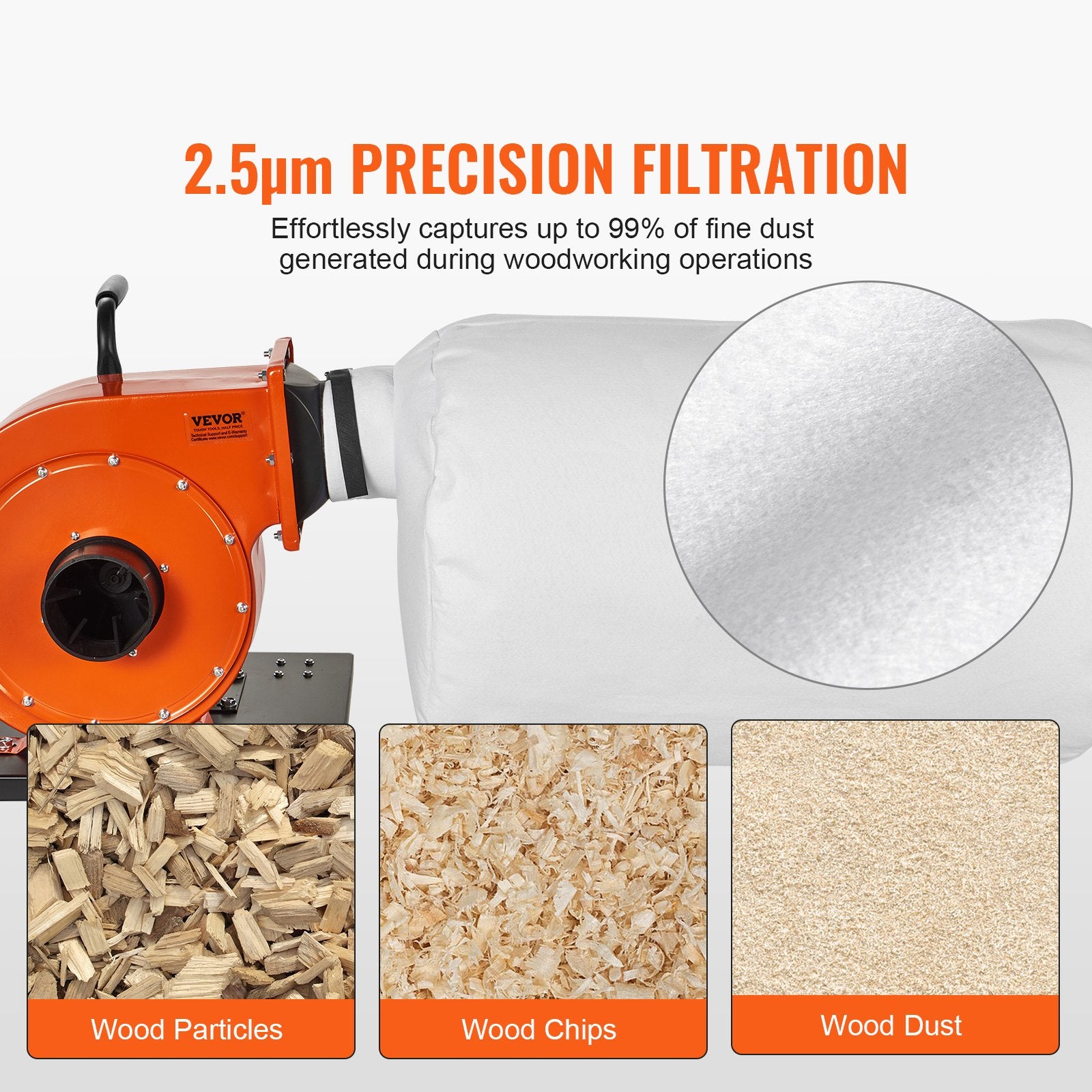 Dust Collector, 1HP 460 CFM Air Flow, Rolling Dust Collector with 80L Large Dust Collection Bag, 2.5 Micron V952-JCQ1HPLSDTBD6SWIQV3
