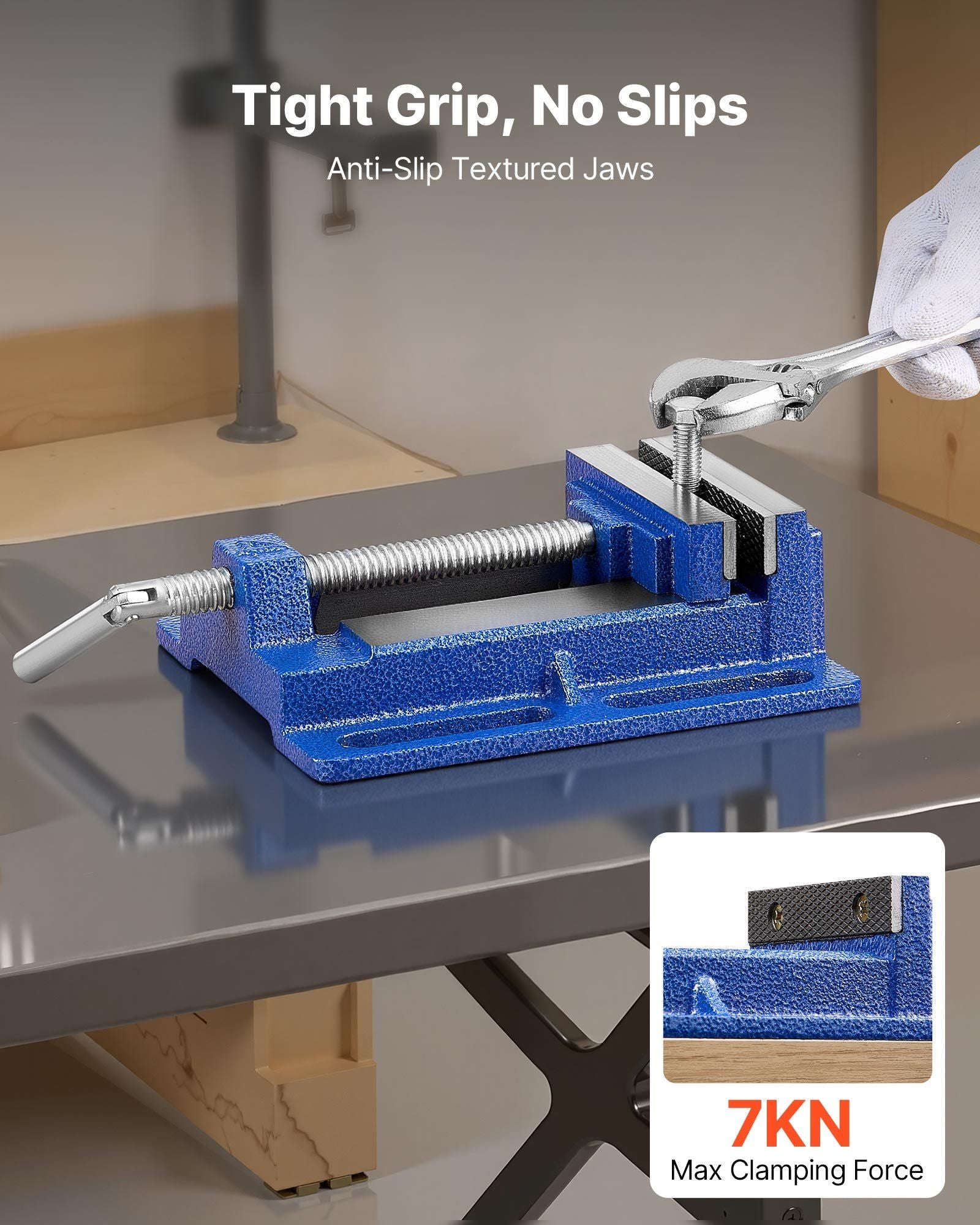 Drill Press Vise, 4 Inch Jaw Width, Portable Bench Vise, Slotted Base for Easy Installation, Durable Cast V952-JCTHQ4YCJYPKK6UEY001V0