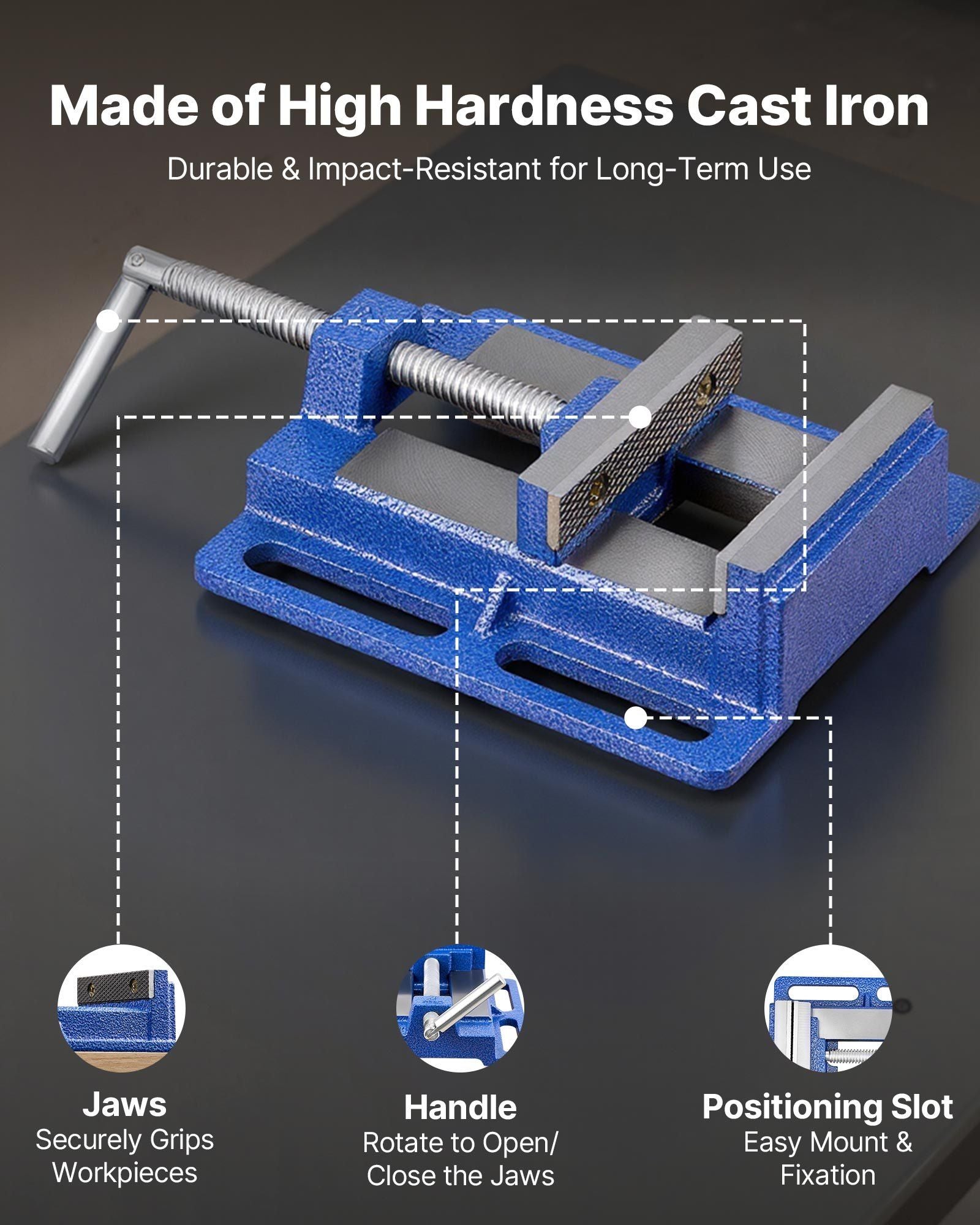 Drill Press Vise, 4 Inch Jaw Width, Portable Bench Vise, Slotted Base for Easy Installation, Durable Cast V952-JCTHQ4YCJYPKK6UEY001V0