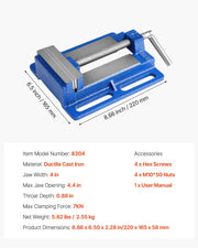 Drill Press Vise, 4 Inch Jaw Width, Portable Bench Vise, Slotted Base for Easy Installation, Durable Cast V952-JCTHQ4YCJYPKK6UEY001V0