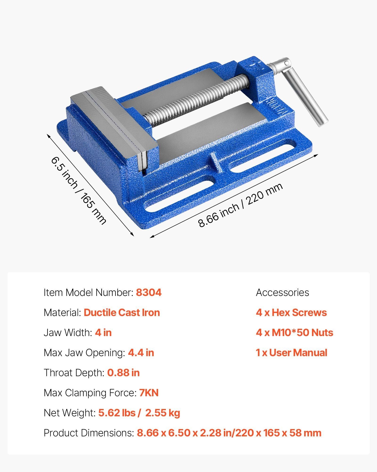 Drill Press Vise, 4 Inch Jaw Width, Portable Bench Vise, Slotted Base for Easy Installation, Durable Cast V952-JCTHQ4YCJYPKK6UEY001V0
