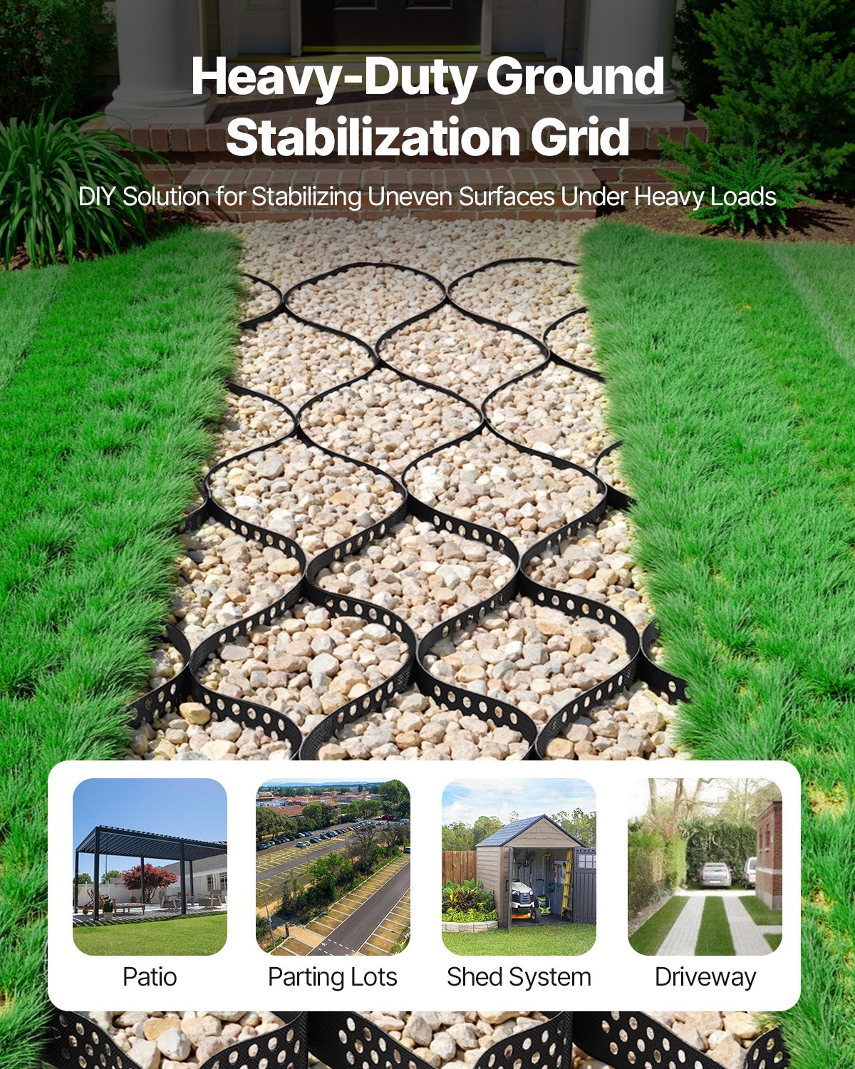 Ground Grid 2-Inch Depth Geocell Grid 16.4x6.5FT / 5000x1980mm for Gravel V952-JDWG2INCH1644S7N7001V0