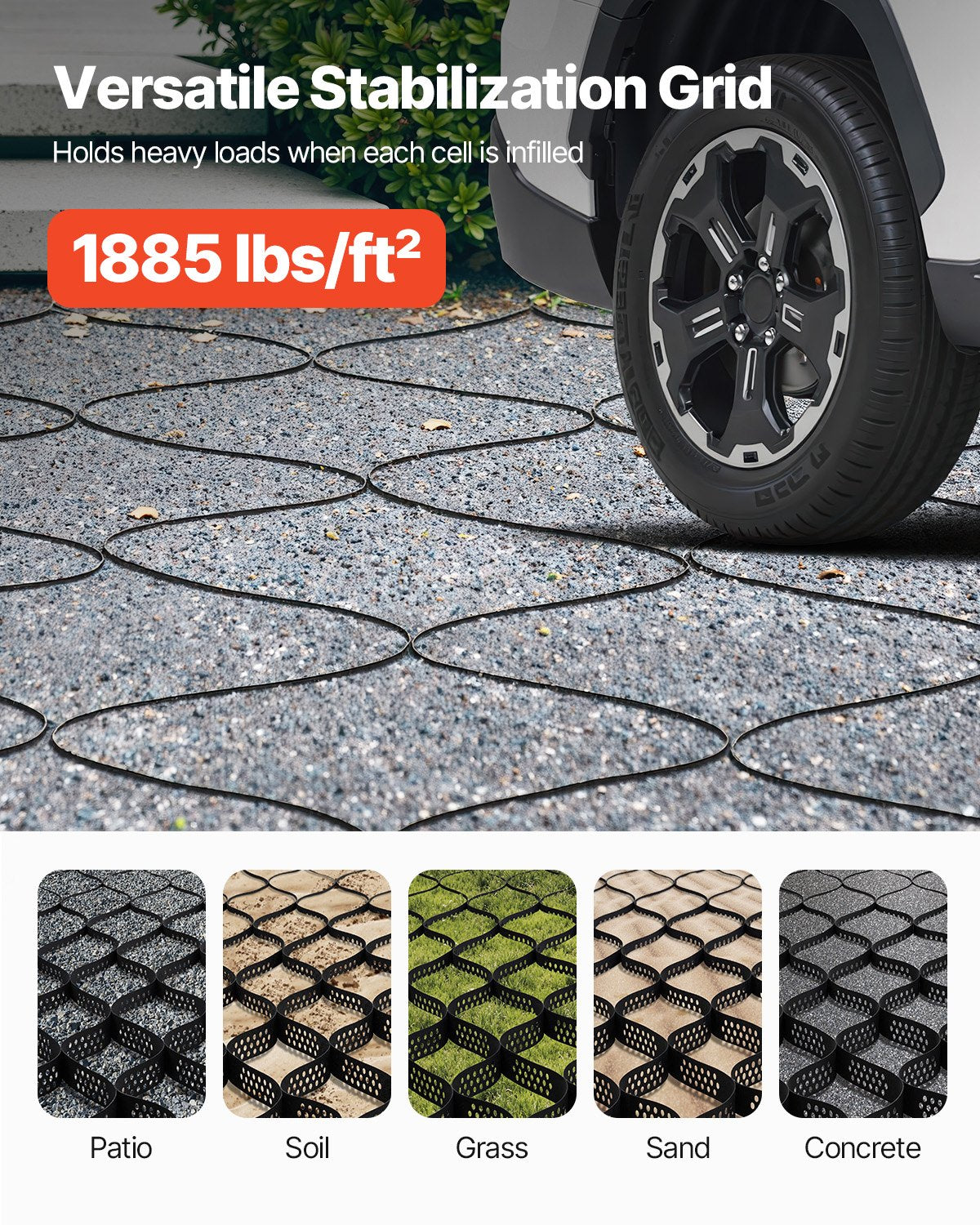 Ground Grid 2-Inch Depth Geocell Grid 16.4x6.5FT / 5000x1980mm for Gravel V952-JDWG2INCH1644S7N7001V0