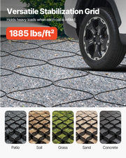 Gravel Grid, 2 Inch Depth, 32.81 x 9.84 FT / 10000 x 3000 mm, 1880 LBS Per Sq ft Grass Ground Retainer, V952-JDWG2INCH328XV8M0001V0