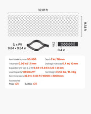 Gravel Grid, 2 Inch Depth, 32.81 x 9.84 FT / 10000 x 3000 mm, 1880 LBS Per Sq ft Grass Ground Retainer, V952-JDWG2INCH328XV8M0001V0