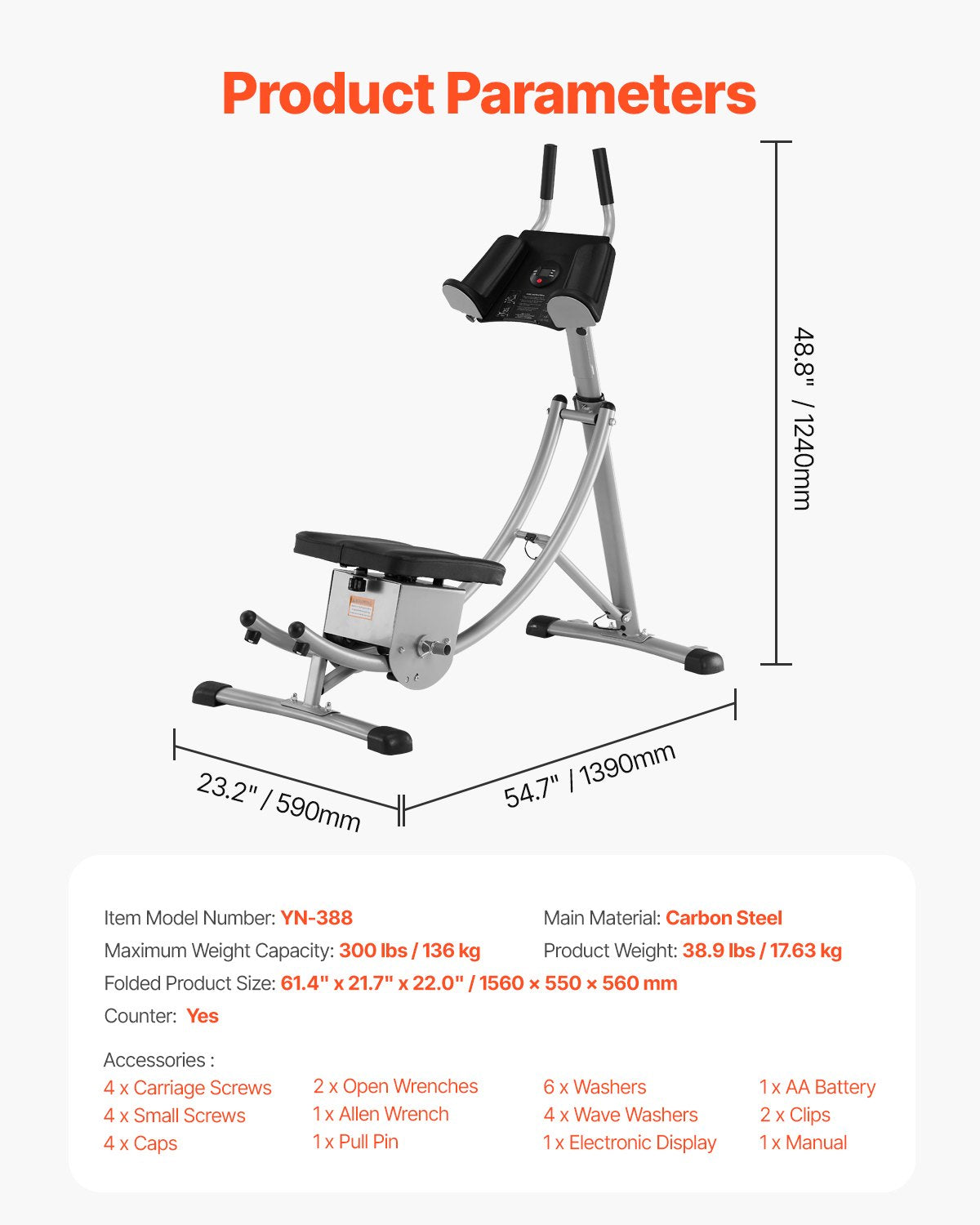 AB Workout Machine Equipment Home Gym Core Abdominal Trainers Adjustable V952-JFJQGSHGDHKP1GBEOV9