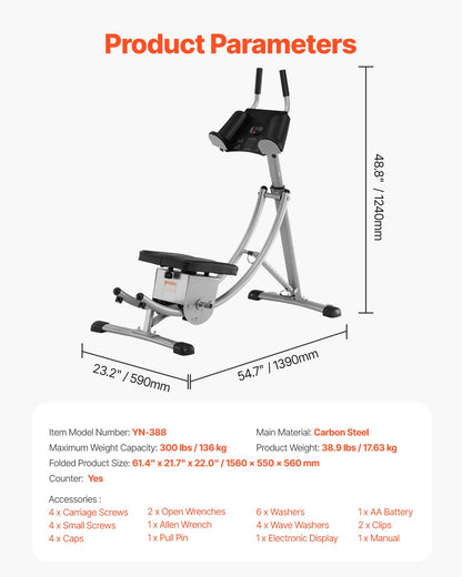 AB Workout Machine Equipment Home Gym Core Abdominal Trainers Adjustable V952-JFJQGSHGDHKP1GBEOV9