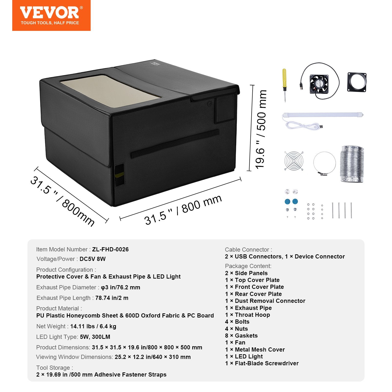 Laser Engraver Enclosure 800 x 800 x 500 mm Fireproof Protective Cover V952-JGDKJBHZJGDK1M3Z8V9