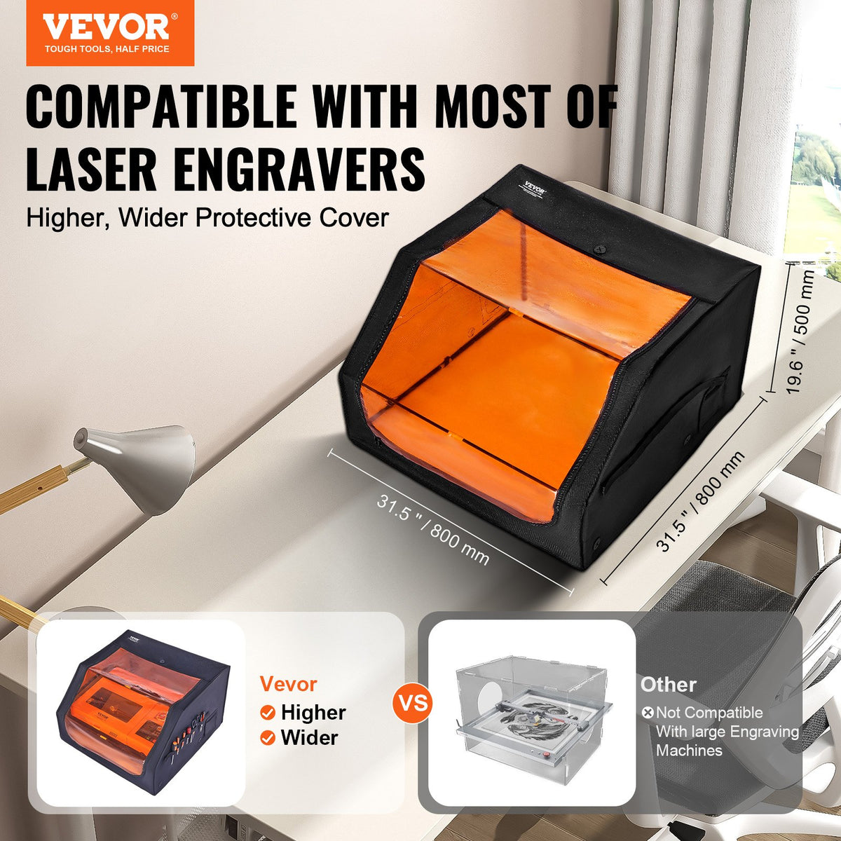 Laser Engraver Enclosure, 800 x 800 x 500 mm, Flame Retardant and Fireproof Protective Cover, with Exhaust V952-JGDKJBHZJGDK5Z5H1V9