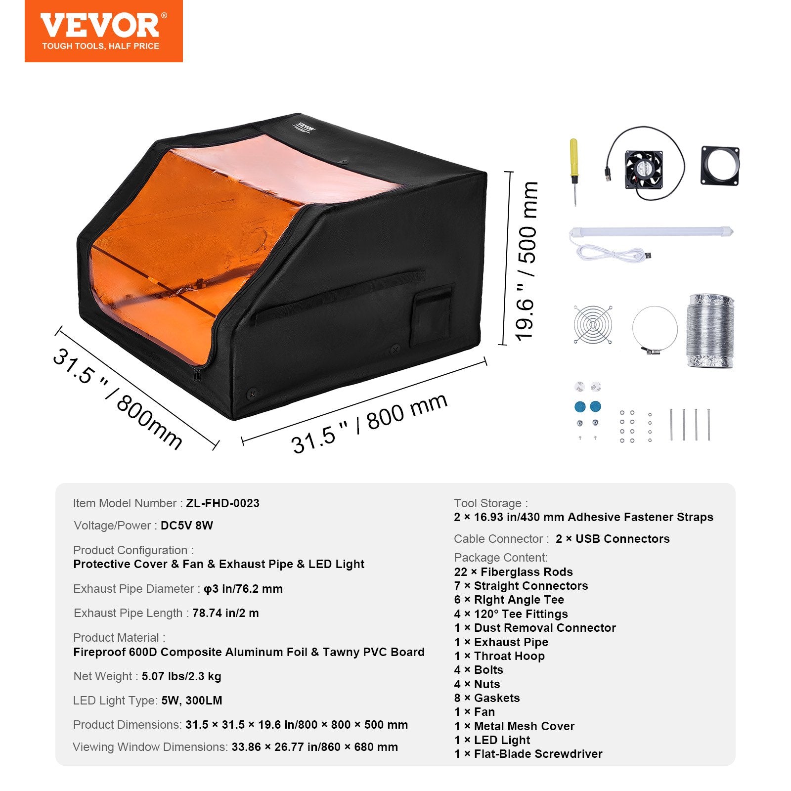 Laser Engraver Enclosure, 800 x 800 x 500 mm, Flame Retardant and Fireproof Protective Cover, with Exhaust V952-JGDKJBHZJGDK5Z5H1V9