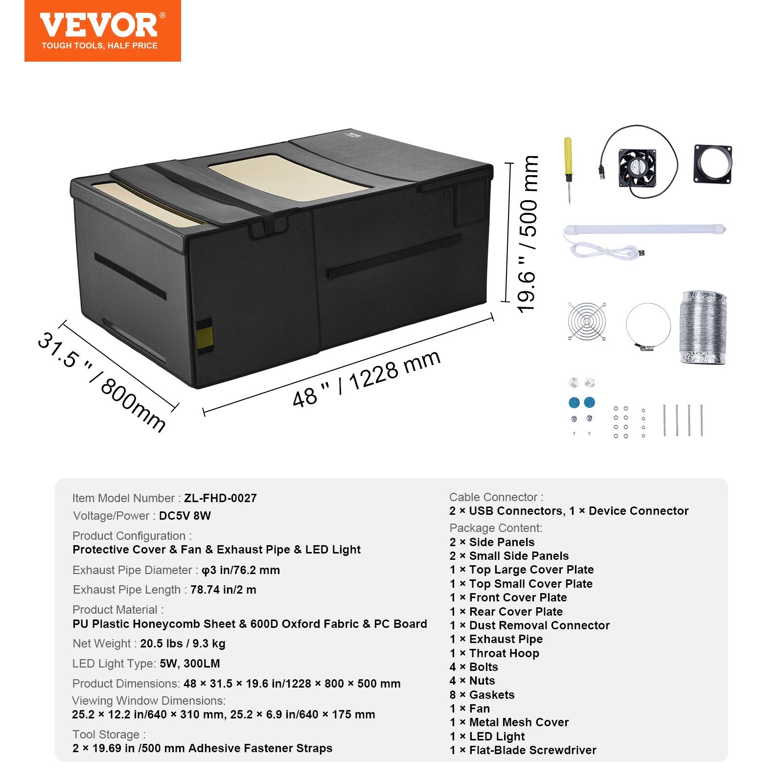 Laser Engraver Enclosure 1228 x 800 x 500 mm Fireproof Protective Cover V952-JGDKJBHZJGDKGK9YFV9