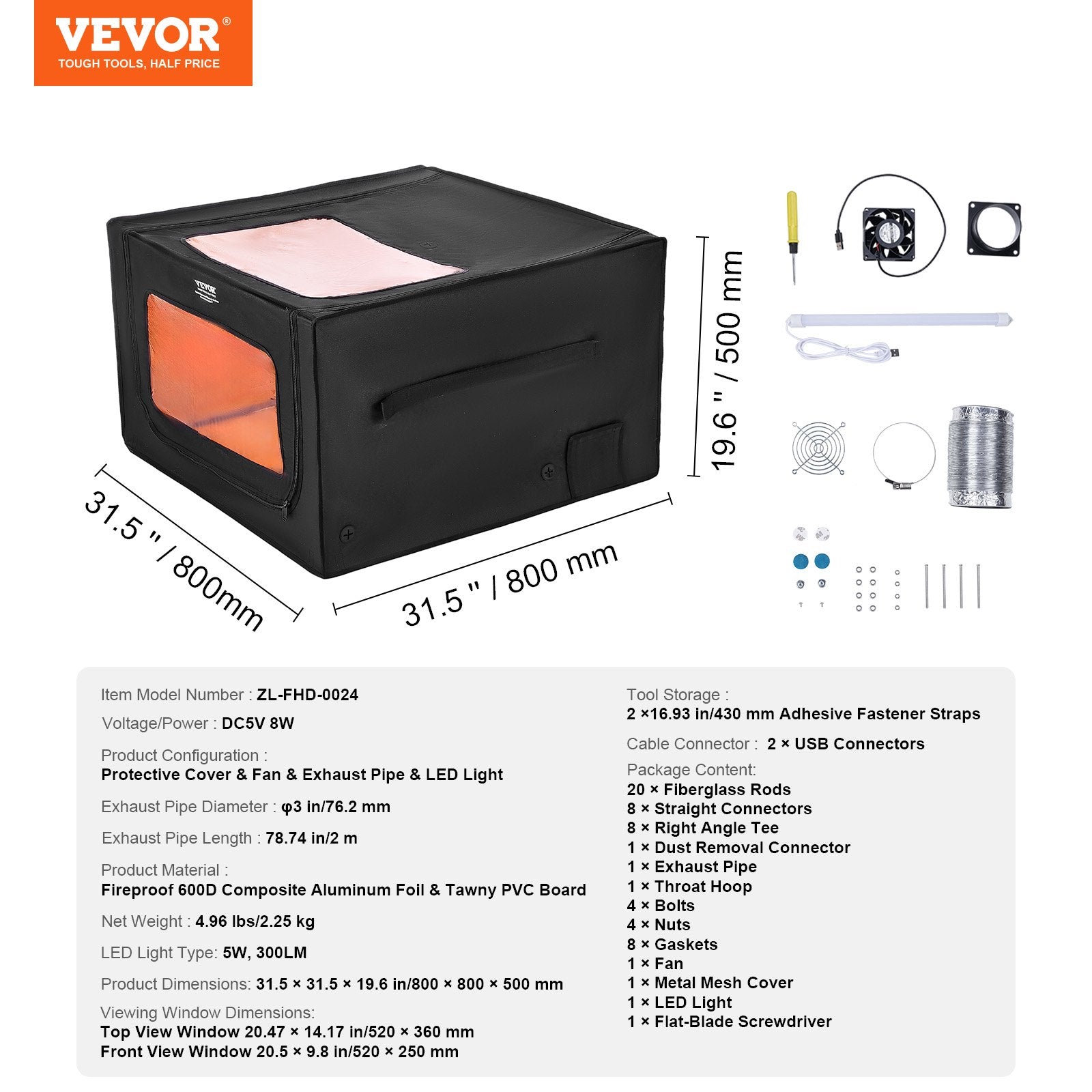 Laser Engraver Enclosure 800 x 800 x 500 mm Fireproof Protective Cover V952-JGDKJBHZJGDKVPBX3V9