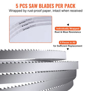 Band Saw Blade, 1650*16*0.56mm, 5 PCS/Pack Meat Bandsaw Blades for Replacement, Carbon Steel Blade, Meat V952-JGJJT1650MM16U0Z8V0