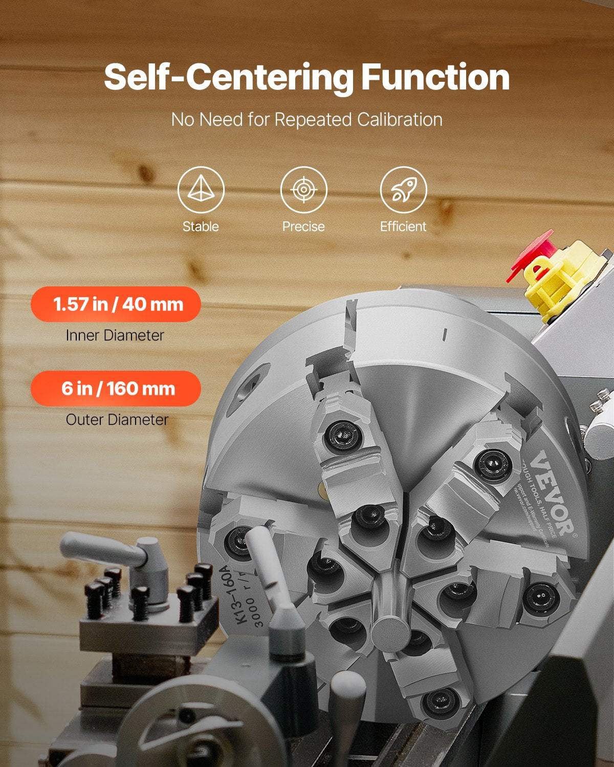 6-Jaw Lathe Chuck, 6 Inch (160 mm), Self-Centering Chuck with D1-4 Cam Lock Backing Plate, 0.12-5.71 in V952-JGKPDBB6GKZ6AF42HV0