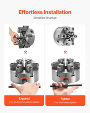 6-Jaw Lathe Chuck, 6 Inch (160 mm), Self-Centering Chuck with D1-4 Cam Lock Backing Plate, 0.12-5.71 in V952-JGKPDBB6GKZ6AF42HV0