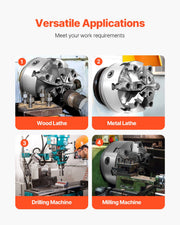 6-Jaw Lathe Chuck, 6 Inch (160 mm), Self-Centering Chuck with D1-4 Cam Lock Backing Plate, 0.12-5.71 in V952-JGKPDBB6GKZ6AF42HV0