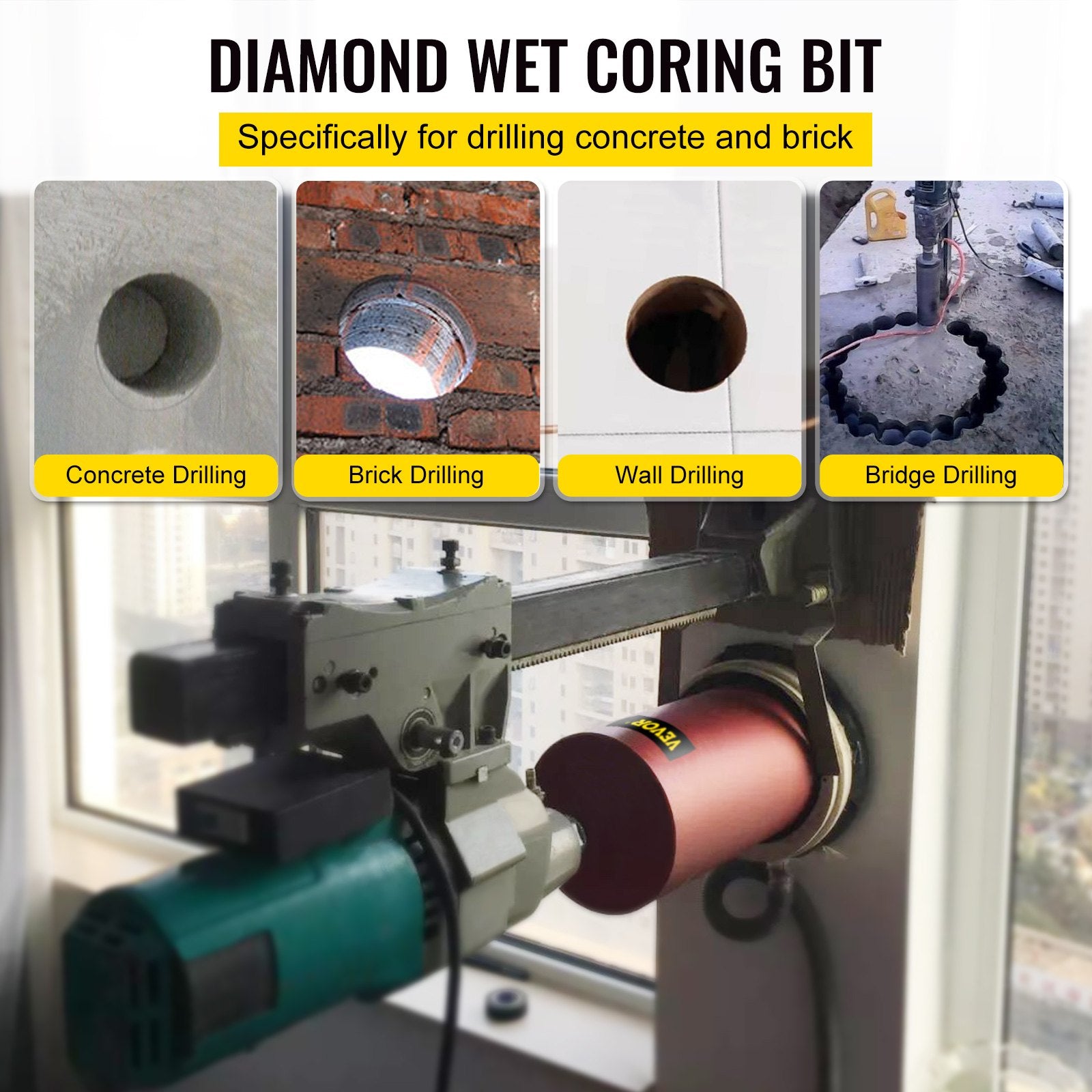 Dry Diamond Core Drill 2.5"/ 63mm Dia. Hole Cutter for Concrete Masonry V952-JGSKZY2.514INCPD9V0