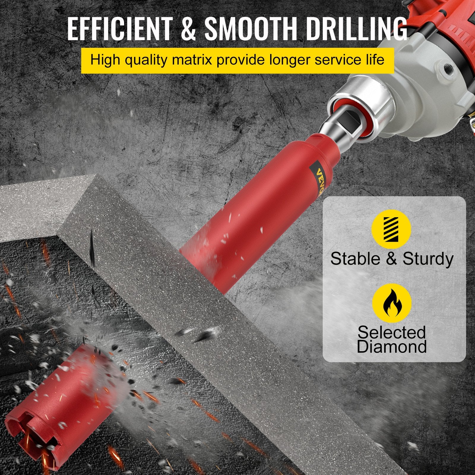 Dry Diamond Core Drill 2.5"/ 63mm Dia. Hole Cutter for Concrete Masonry V952-JGSKZY2.514INCPD9V0