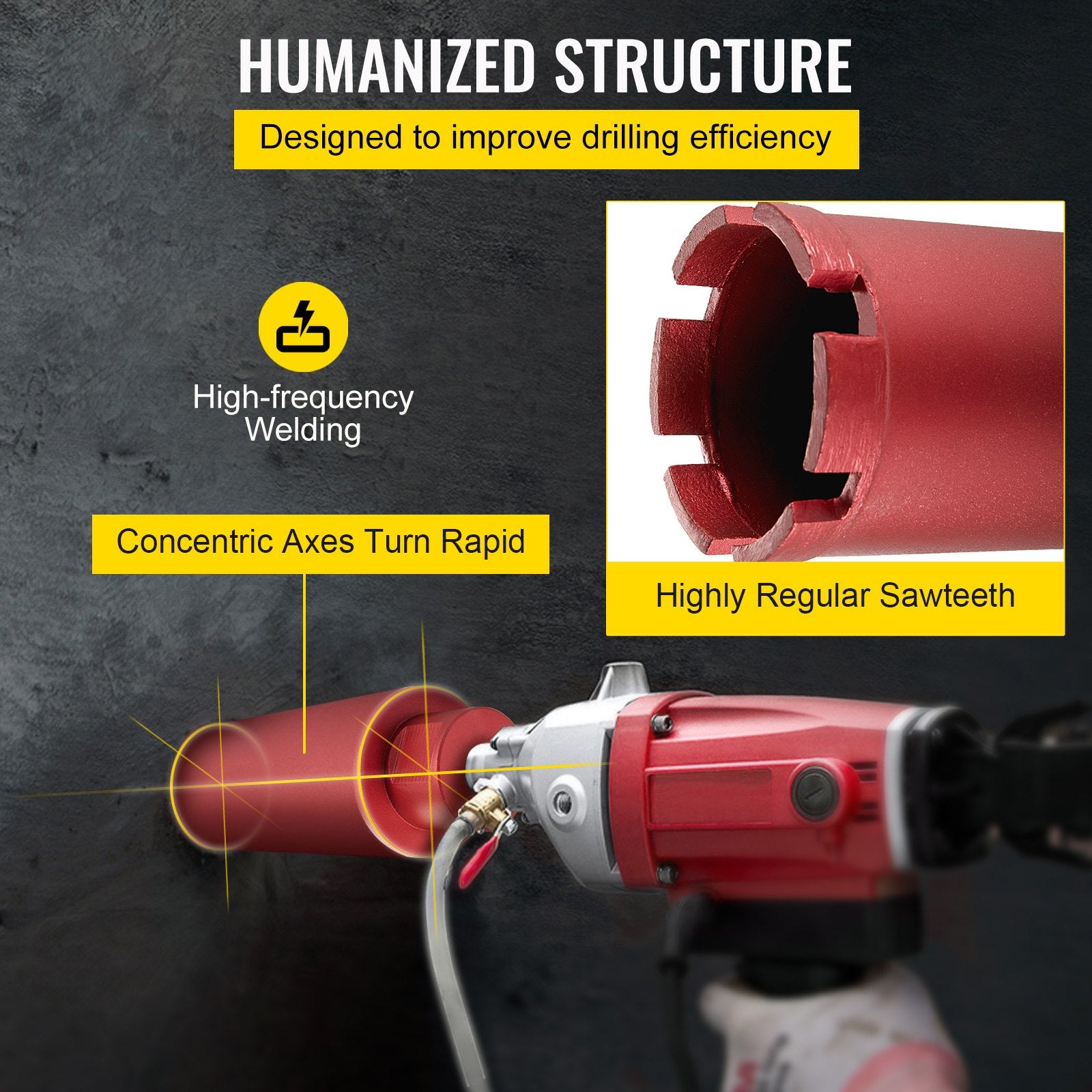 Dry Diamond Core Drill 2.5"/ 63mm Dia. Hole Cutter for Concrete Masonry V952-JGSKZY2.514INCPD9V0