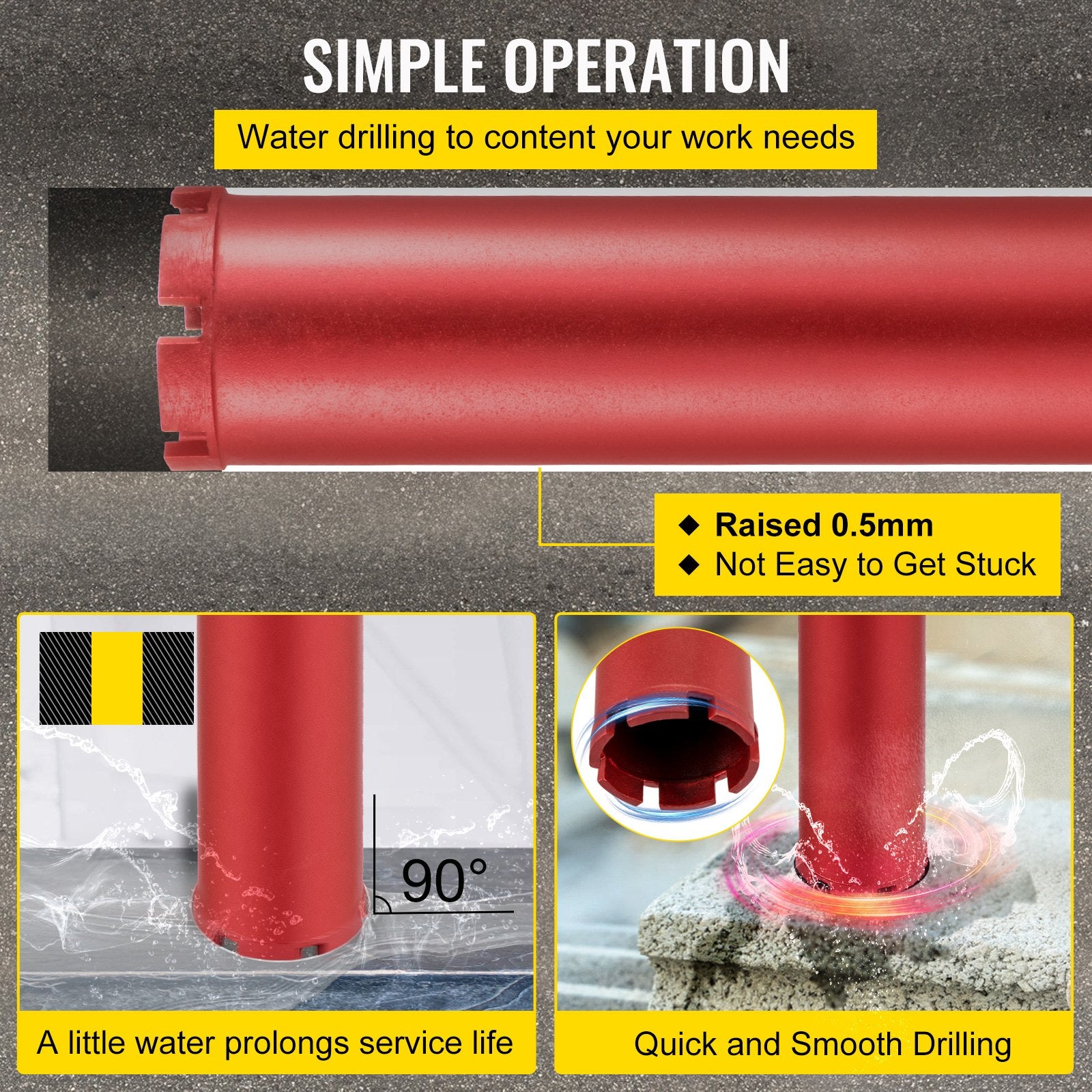 Dry Diamond Core Drill 2.5"/ 63mm Dia. Hole Cutter for Concrete Masonry V952-JGSKZY2.514INCPD9V0