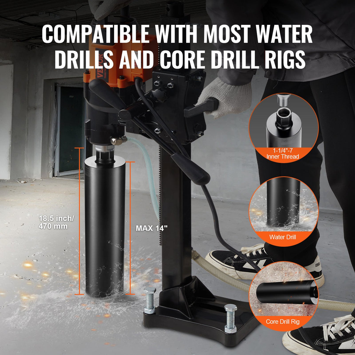 Core Drill Bit, 4.25" Wet Diamond Core Drill Bits, 14" Drilling Depth Concrete Core Drill Bit with Saw Blade, V952-JGSQXZTSS108Y2FEOV0
