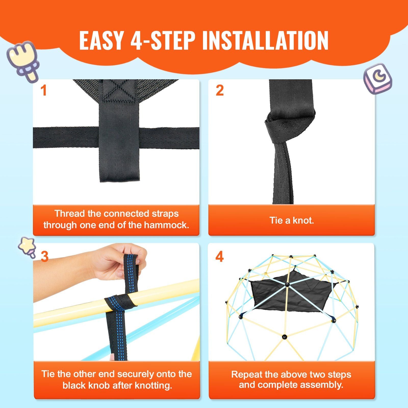Dome Climber Hammock, Accessory for Climbing Dome, Climbing Dome Hammock Suitable for 10ft Dome Climbing, V952-JHPDYX10FTDCPLS24V0