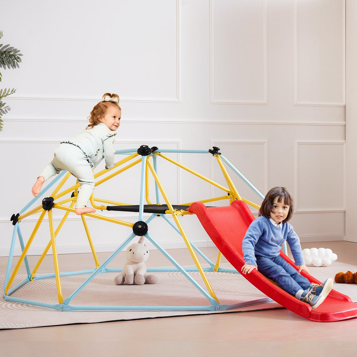 Climbing Dome, 8FT Geometric Dome Climber with Slide, for Kids 3 to 9 Years Old, Jungle Gym Supports 600LBS V952-JHPDYX10FTHT5WB8CV0