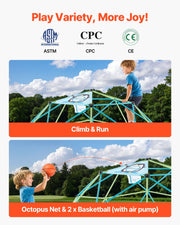 Climbing Dome, 305cm Geometric Dome Climber for Kids, 453kg Loading Jungle Gym Playground with Octopus Net & V952-JHPDZJ10FTLQ8X834001V0