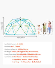 Climbing Dome, 305cm Geometric Dome Climber for Kids, 453kg Loading Jungle Gym Playground with Octopus Net & V952-JHPDZJ10FTLQ8X834001V0
