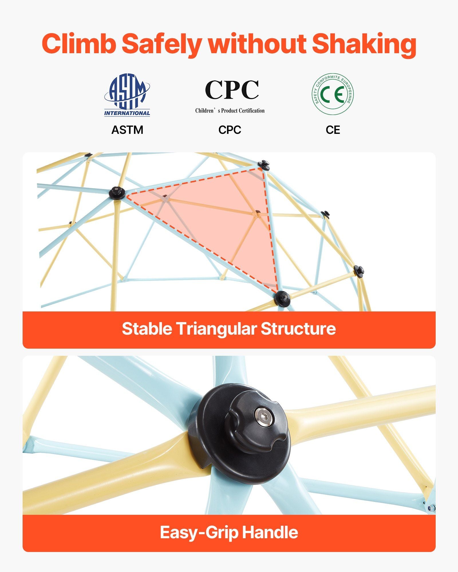 Climbing Dome, 305cm Geometric Dome Climber, 453kg Loading Jungle Gym Playground with 2 Basketballs & Octopus V952-JHPDZJ10FTLQDD2DJ001V0