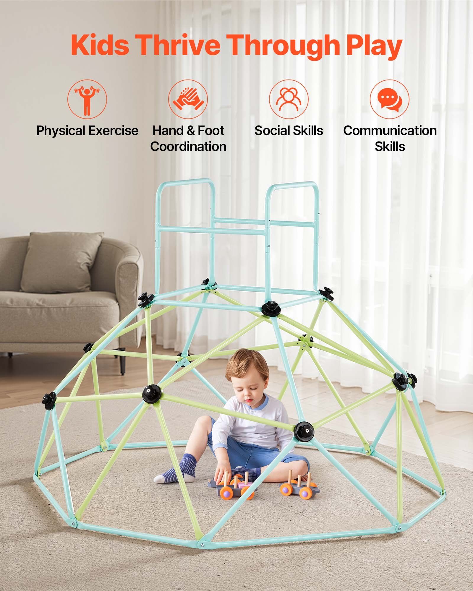 Climbing Dome, 183cm Geometric Dome Climber for Kids, 270kg Loading Indoor/Outdoor Jungle Gym Playground, V952-JHPDZJ6FTWPJA3CK6001V0