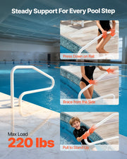 Pool Rail, 122 x 81.3 cm Pool Handrail, 100kg Load Capacity Heavy Duty Stainless Steel Swimming Handrail, V952-JHWYCFSYM483K9XJA001V0