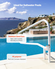 Pool Rail, 137.1 x 81.3 cm Pool Handrail, 100kg Load Capacity Heavy Duty Stainless Steel Swimming Handrail, V952-JHWYCFSYM543LPJGA001V0