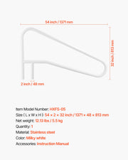 Pool Rail, 137.1 x 81.3 cm Pool Handrail, 100kg Load Capacity Heavy Duty Stainless Steel Swimming Handrail, V952-JHWYCFSYM543LPJGA001V0