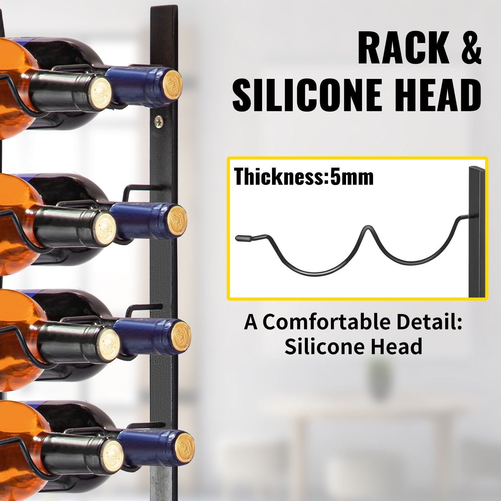 Wall Mounted Wine Rack, 12x2 Bottles Wine Holder Towel Rack, Black Steel Vertical Wine Rack, Modern V952-JJBGSBXG24PSC0001V0