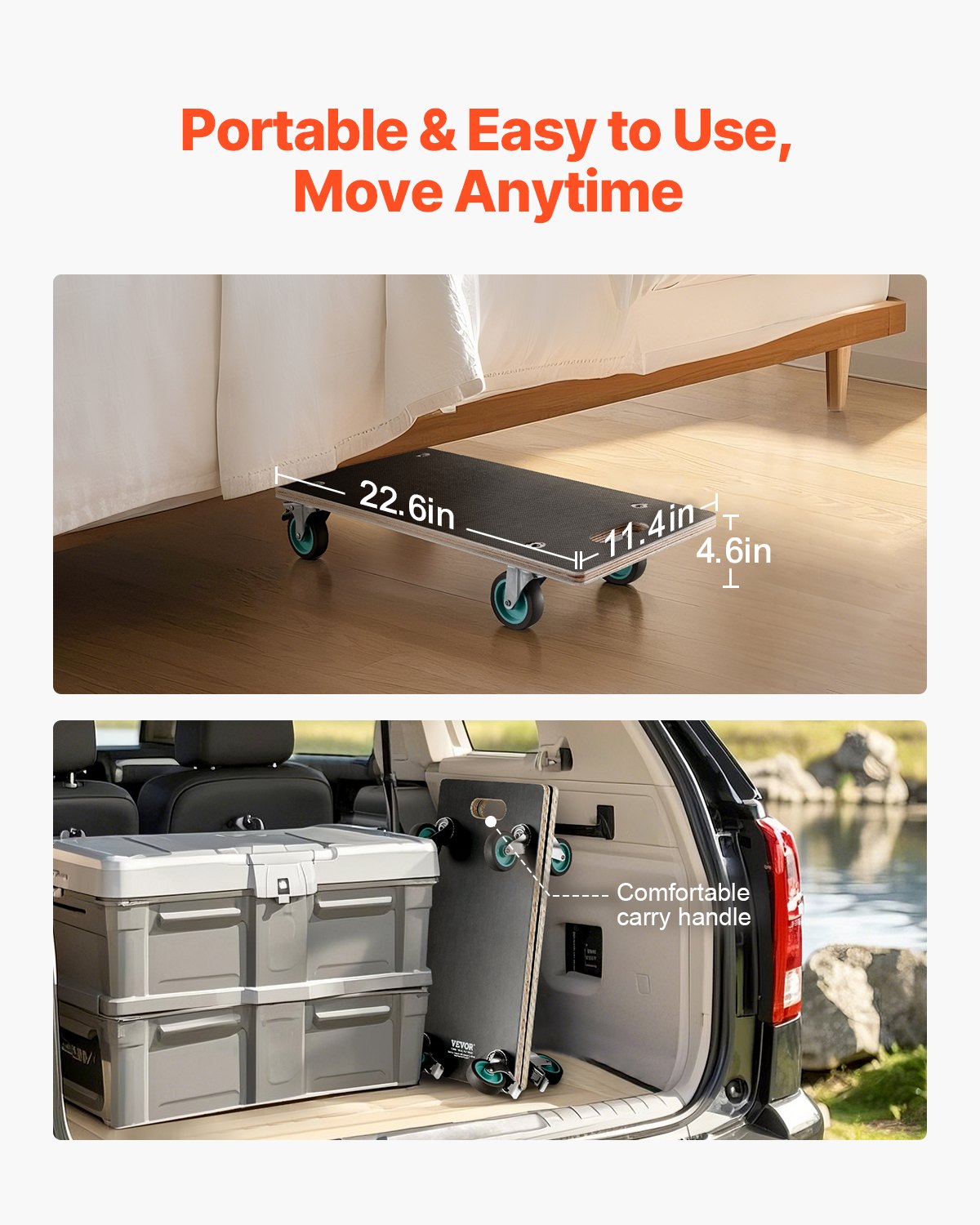 Furniture Dolly, 551 lbs Load Capacity, Furniture Moving Dollies with 4 TPR Silent Wheels, Rectangle V952-JJBYTCPBJHB236VS4V0