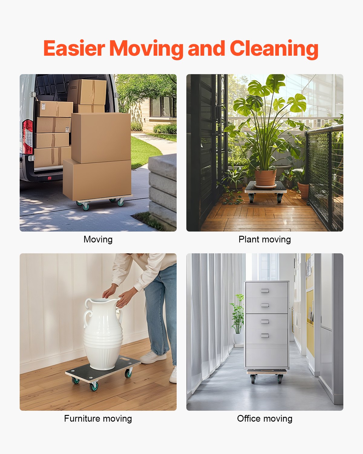 Furniture Dolly, 551 lbs Load Capacity, Furniture Moving Dollies with 4 TPR Silent Wheels, Rectangle V952-JJBYTCPBJHB236VS4V0
