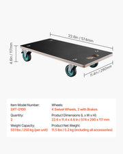 Furniture Dolly, 551 lbs Load Capacity, Furniture Moving Dollies with 4 TPR Silent Wheels, Rectangle V952-JJBYTCPBJHB236VS4V0