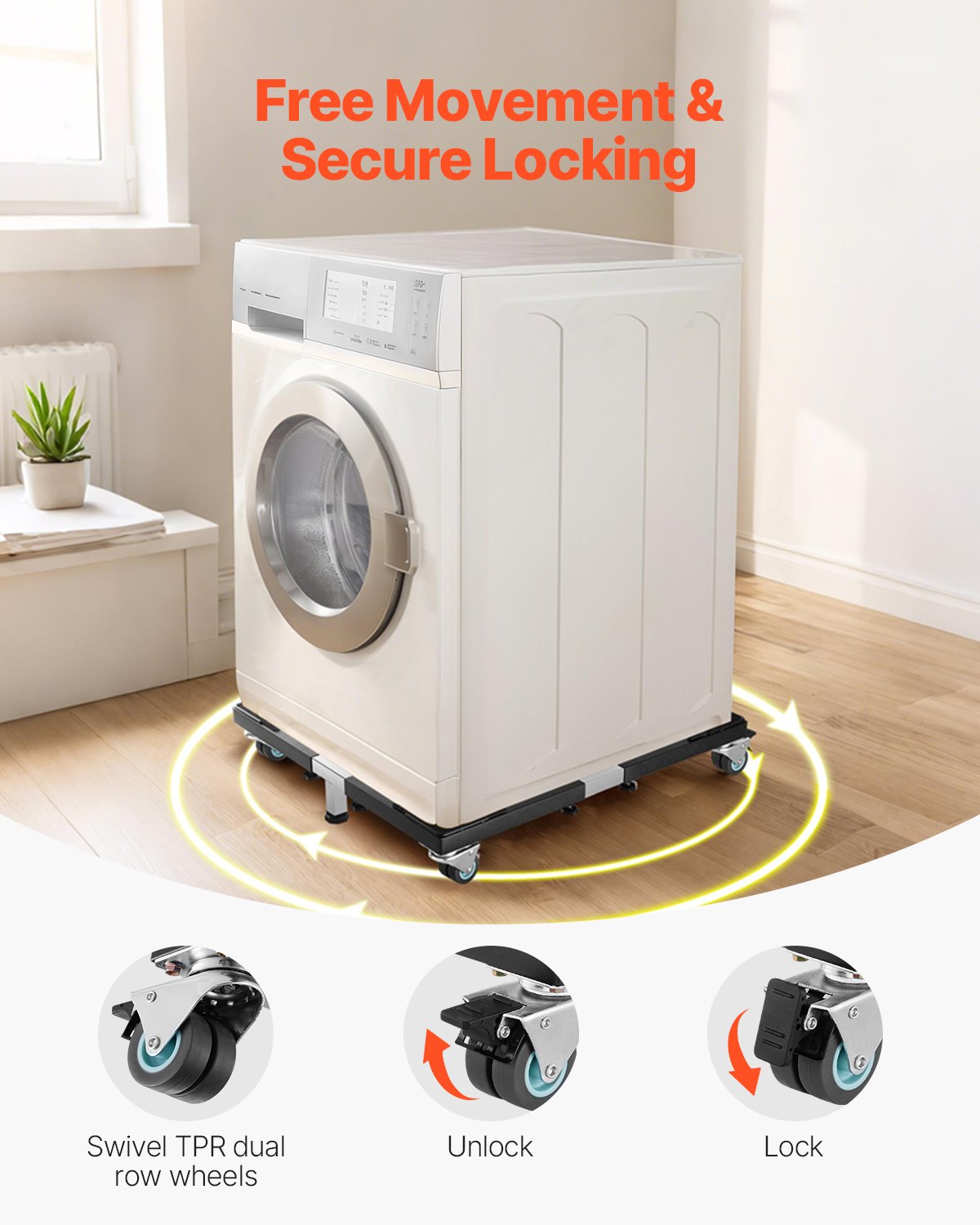 Fridge Stand Mobile Base, 1200 lbs Load Capacity, Washing Machine Stand with 8 Locking Twin Wheels and 4 V952-JJBYTCSJG233A4YR7V0