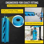 Dry Core Drill Bit, 88.9 mm Diameter 11 Threaded, 241.3mm Depth Diamond Coring Bore Tool with a Pilot Bit & V952-JJGS13.59.5IN2MQGV0
