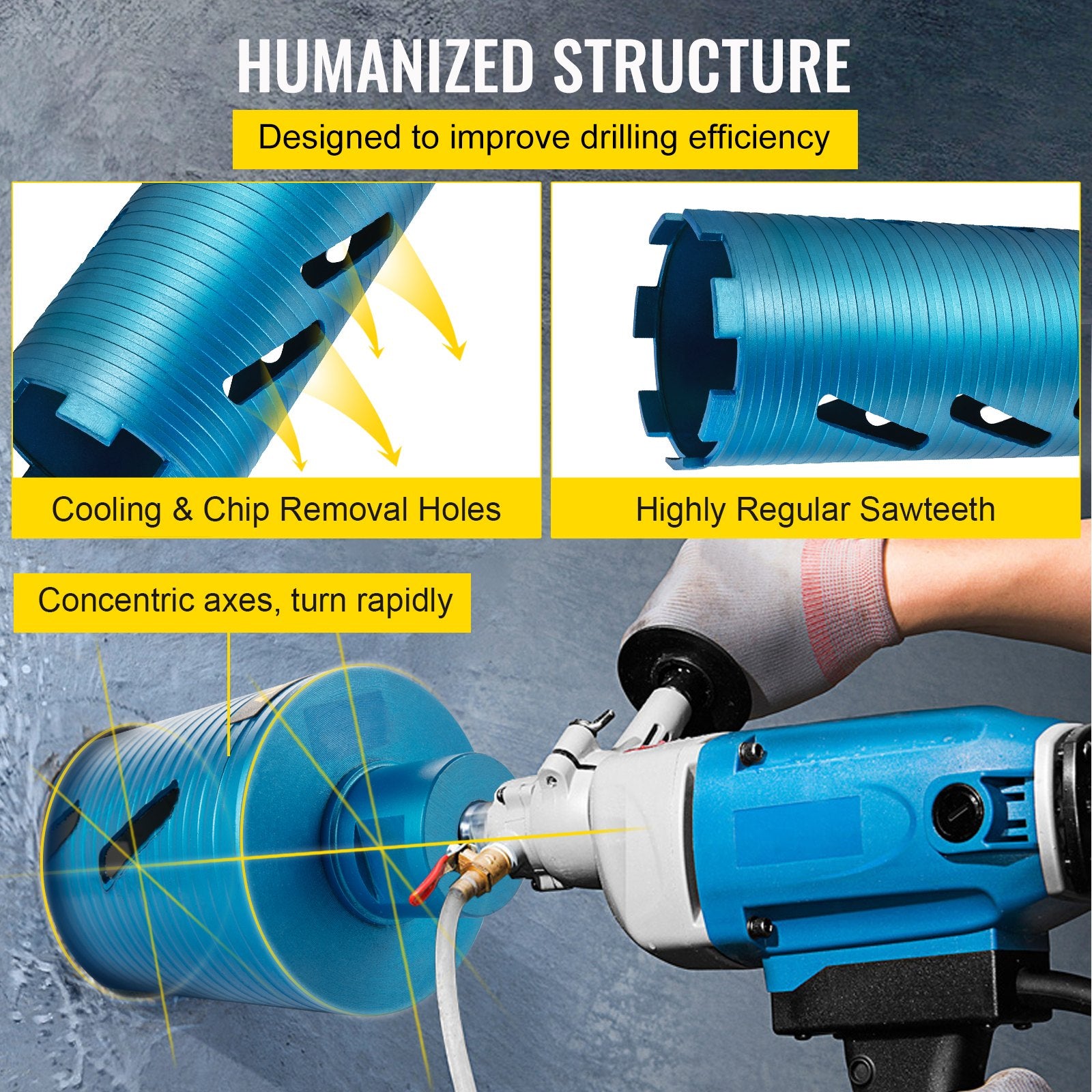 Core Drill Diamond Dry Coring Bit 4" with Pilot Bit for Hard Concrete V952-JJGSKZ149.5INEAHJV0