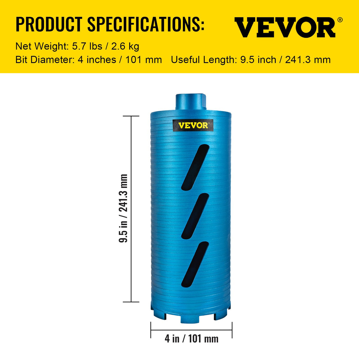 Core Drill Diamond Dry Coring Bit 4" with Pilot Bit for Hard Concrete V952-JJGSKZ149.5INEAHJV0
