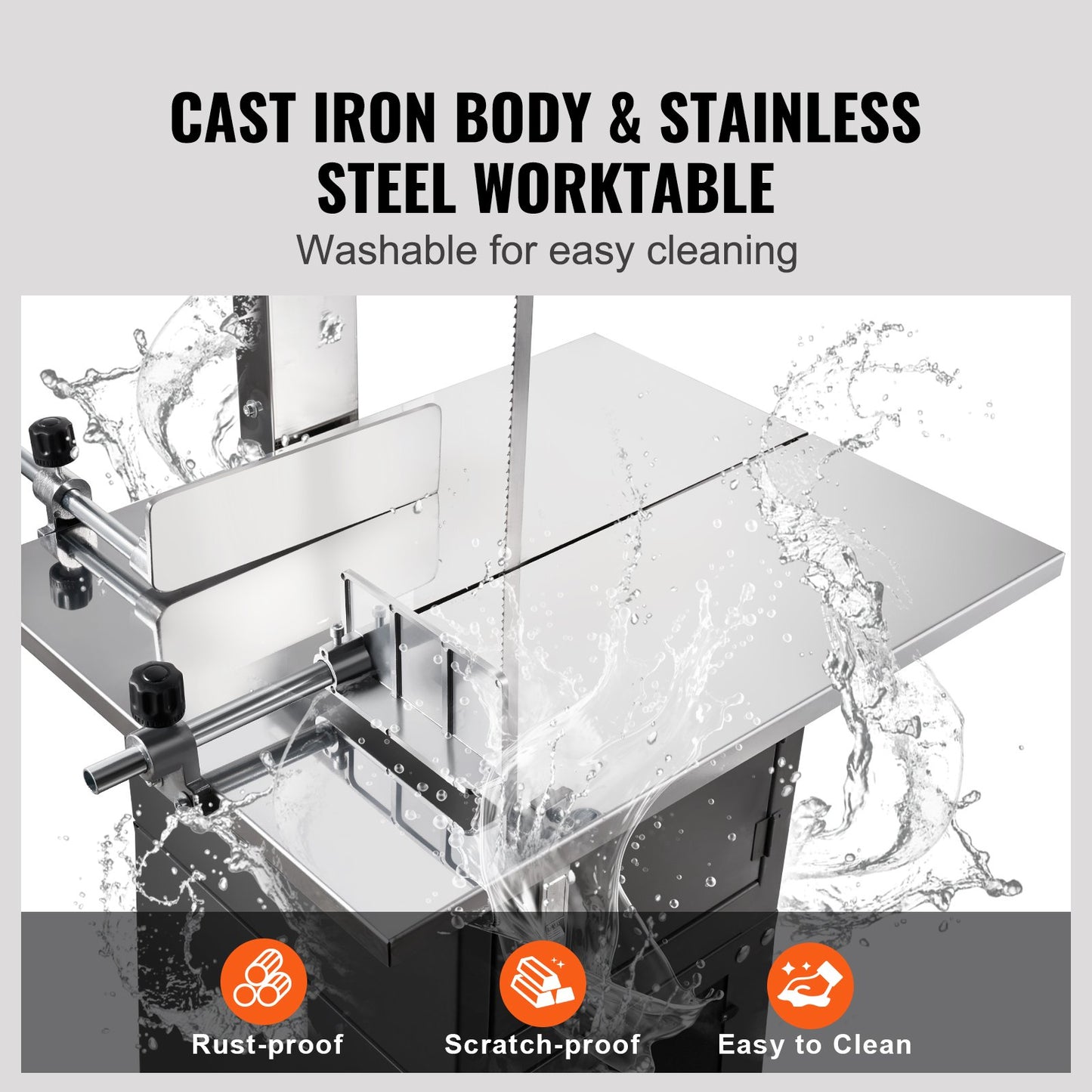 550W Commercial Electric Meat Bandsaw Stainless Steel Bone Sawing Machine V952-JJSJGJ550WTQJ45TUV3