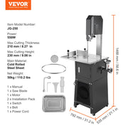 550W Commercial Electric Meat Bandsaw Stainless Steel Bone Sawing Machine V952-JJSJGJ550WTQJ45TUV3